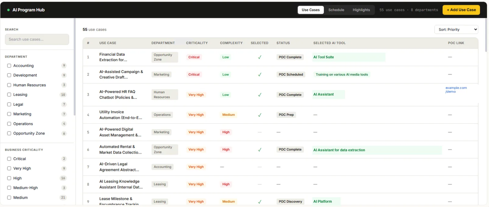 Screenshot of AI Program Hub (1 of 1)