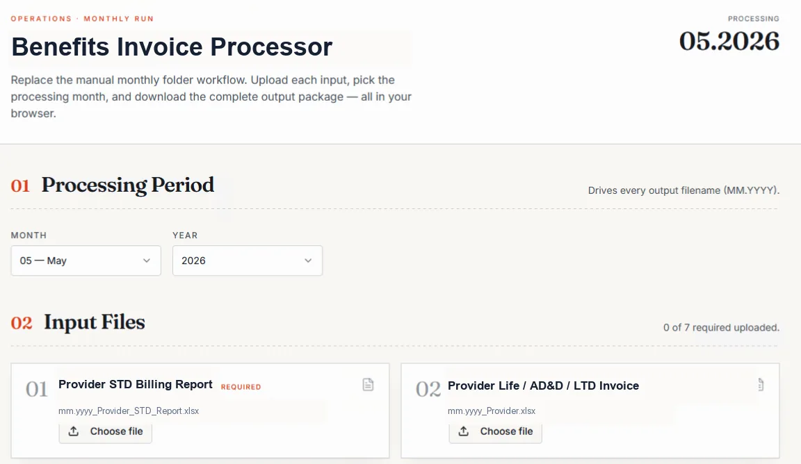 Screenshot of Benefits Invoice Processor (1 of 1)