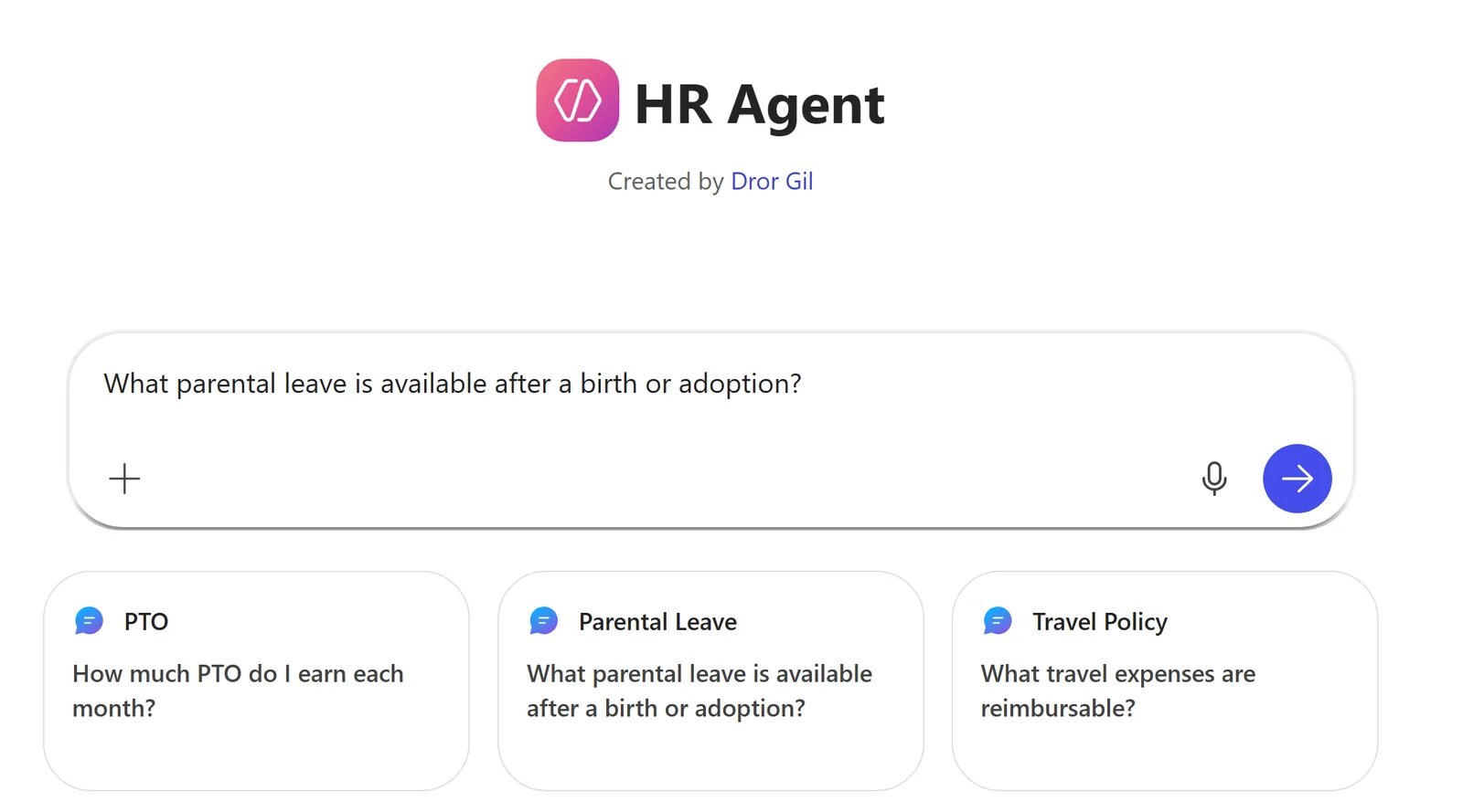 Screenshot of HR Agent (1 of 2)