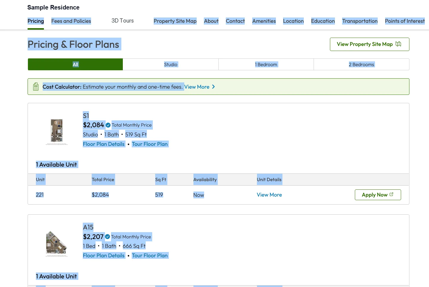 Screenshot of Rental Data Collection (1 of 1)
